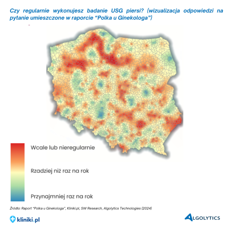 Mapa regularność usg piersi wśród Polek